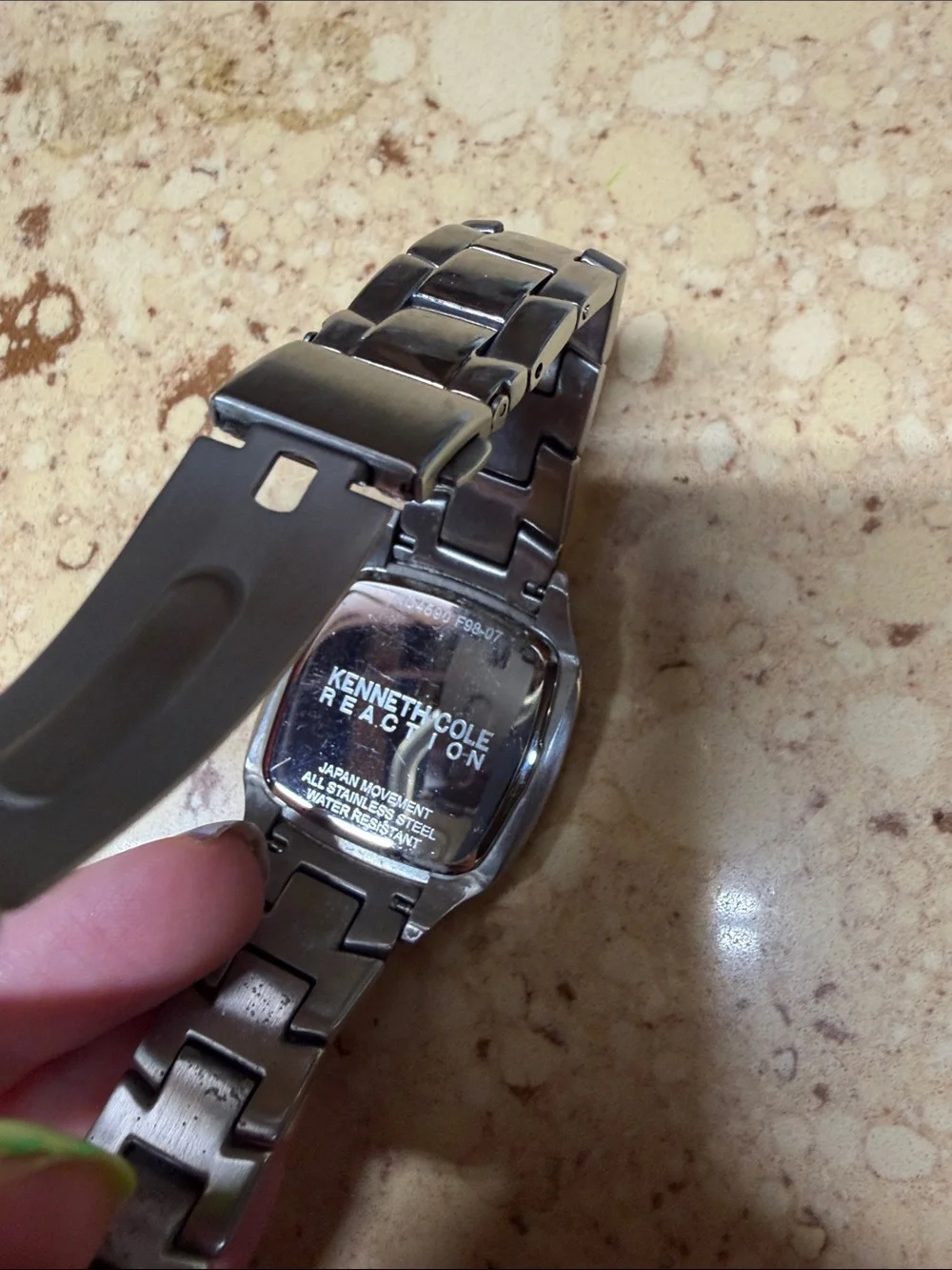 Kenneth Cole Men's Silver-Tone Square Case Watch with Black Dial